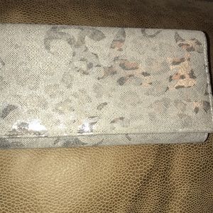 An evening bag leopard print